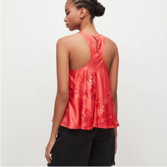 All Saints Verna Nila Halter Top-Coral Floral Women’s Size 10 NWOT - Picture 2 of 11